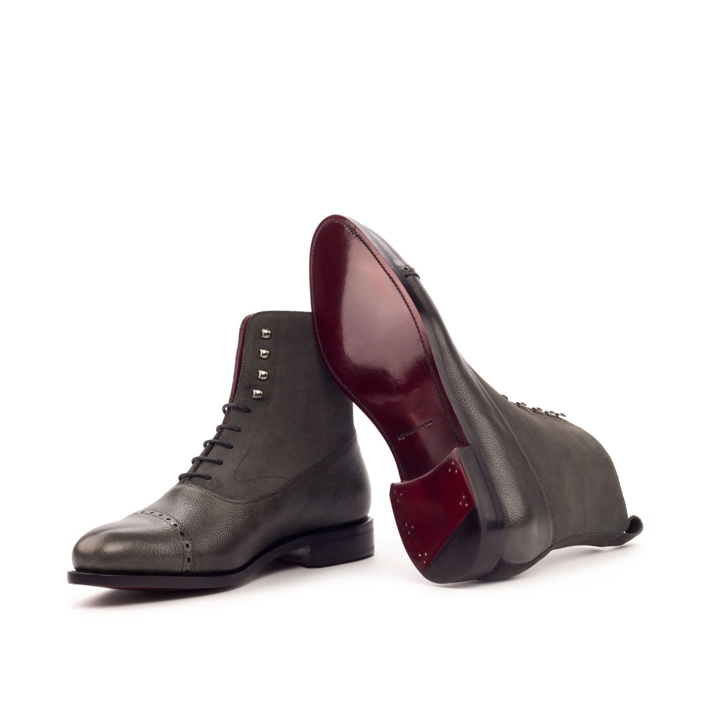 Balmoral Boot in Grey Suede and Gray Box Calf - Zatorres | Free Shipping on orders over $200