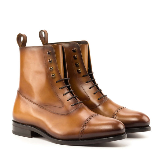 Balmoral Boot in Burnished Cognac Box Calf - Zatorres | Free Shipping on orders over $200