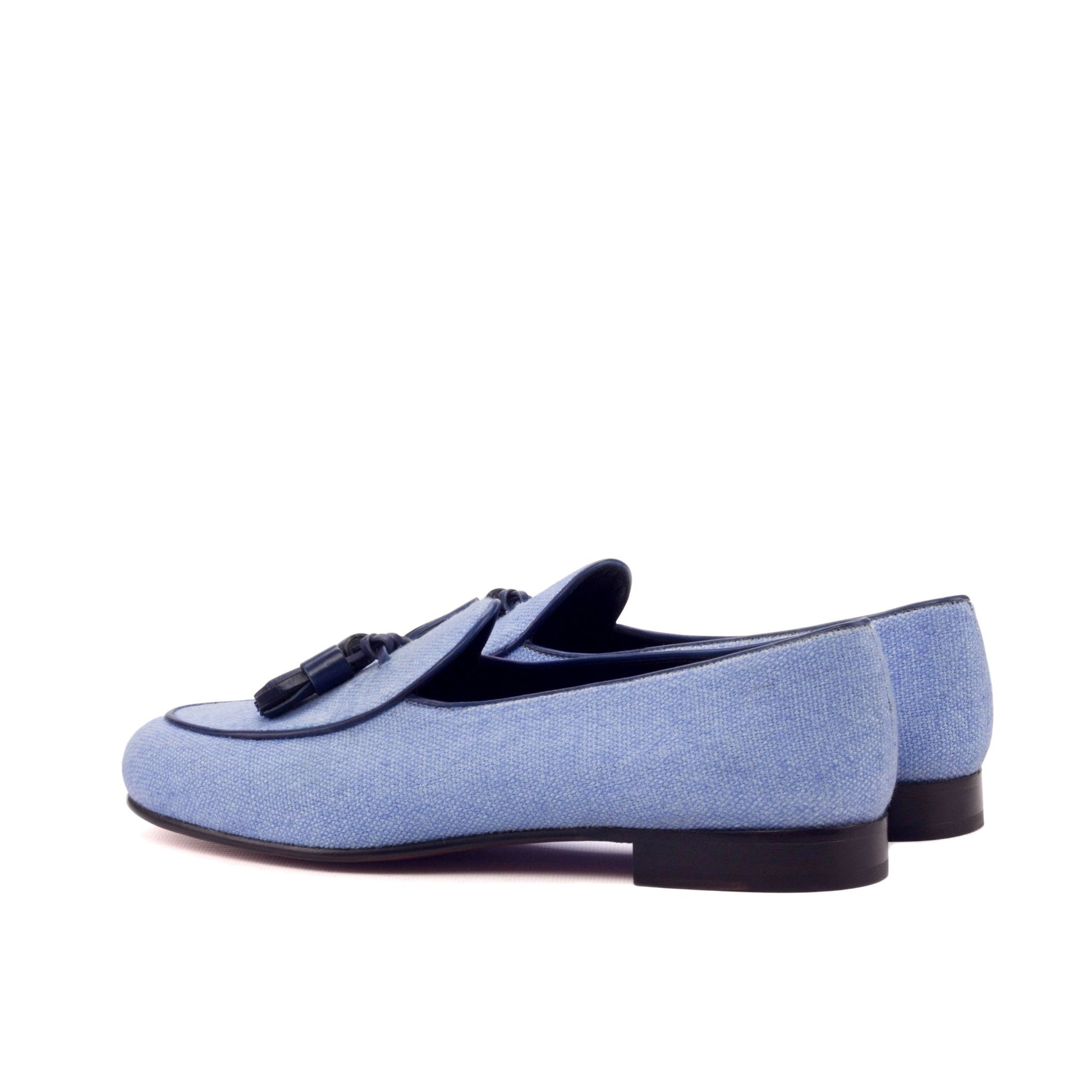 Belgian Slipper in Blue Linen - Zatorres | Free Shipping on orders over $200