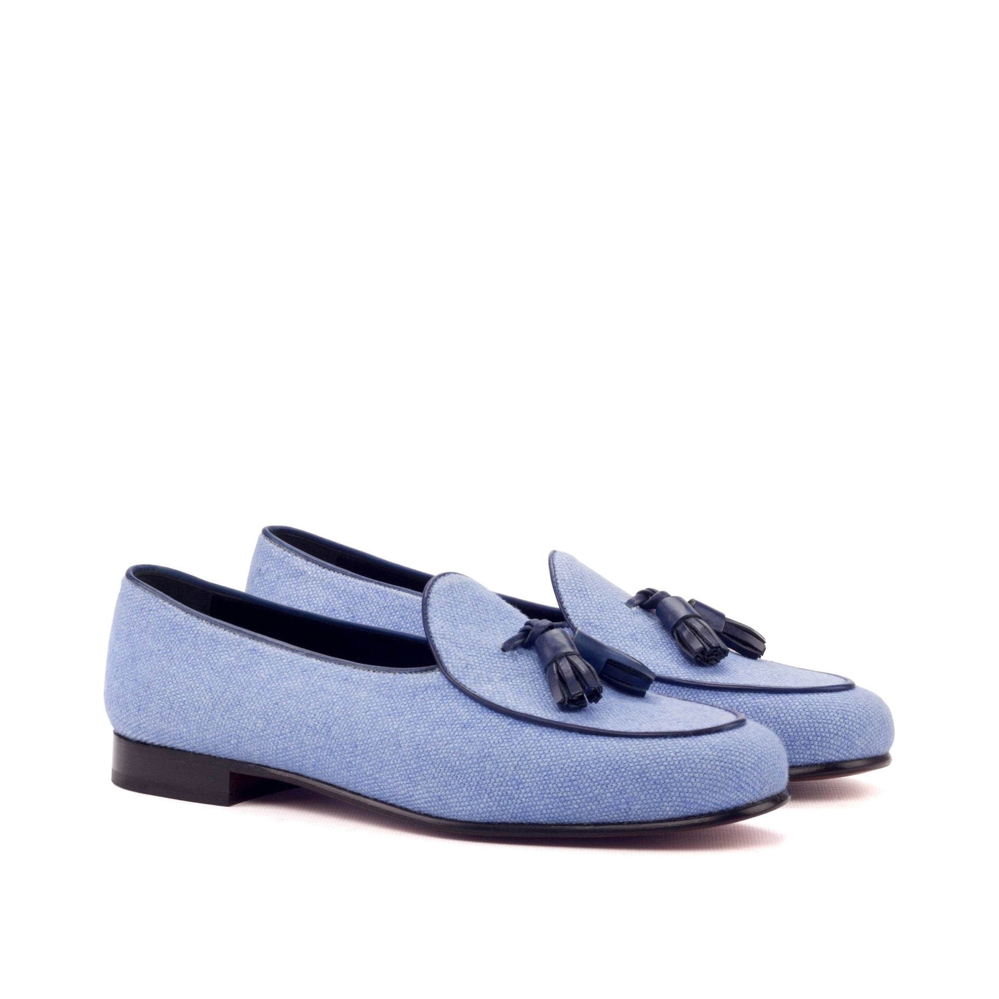 Belgian Slipper in Blue Linen - Zatorres | Free Shipping on orders over $200