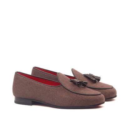 Belgian Slipper in Brown Linen - Zatorres | Free Shipping on orders over $200