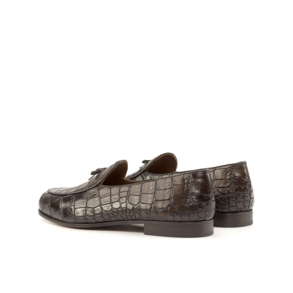 Belgian Slipper in Dark Brown Croco Pattern - Zatorres | Free Shipping on orders over $200