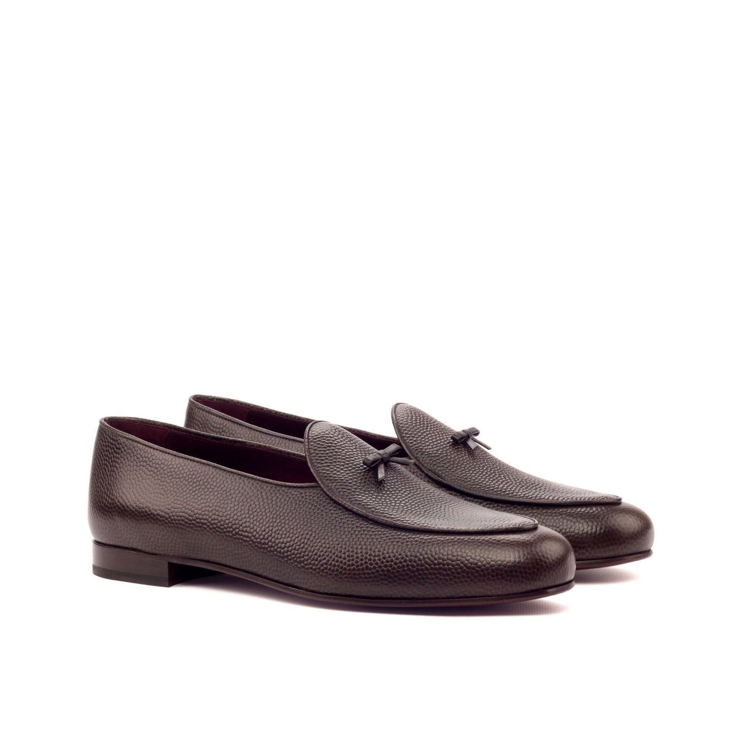 Belgian Slipper in Dark Brown Pebble Grain Calf - Zatorres | Free Shipping on orders over $200