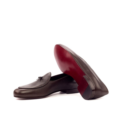 Belgian Slipper in Dark Brown Pebble Grain Calf - Zatorres | Free Shipping on orders over $200