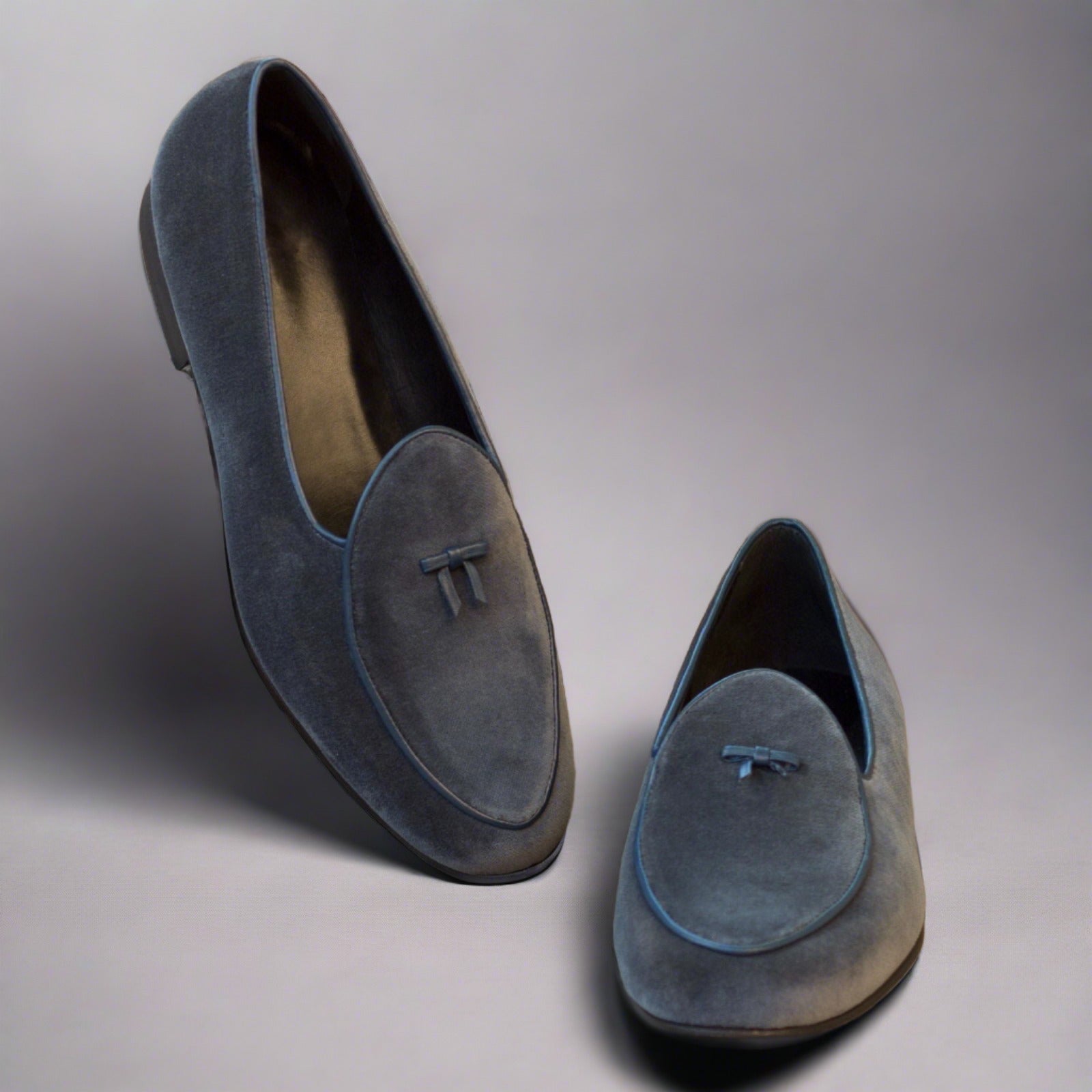 Belgian Slipper in Dark Grey Velvet - Zatorres | Free Shipping on orders over $200