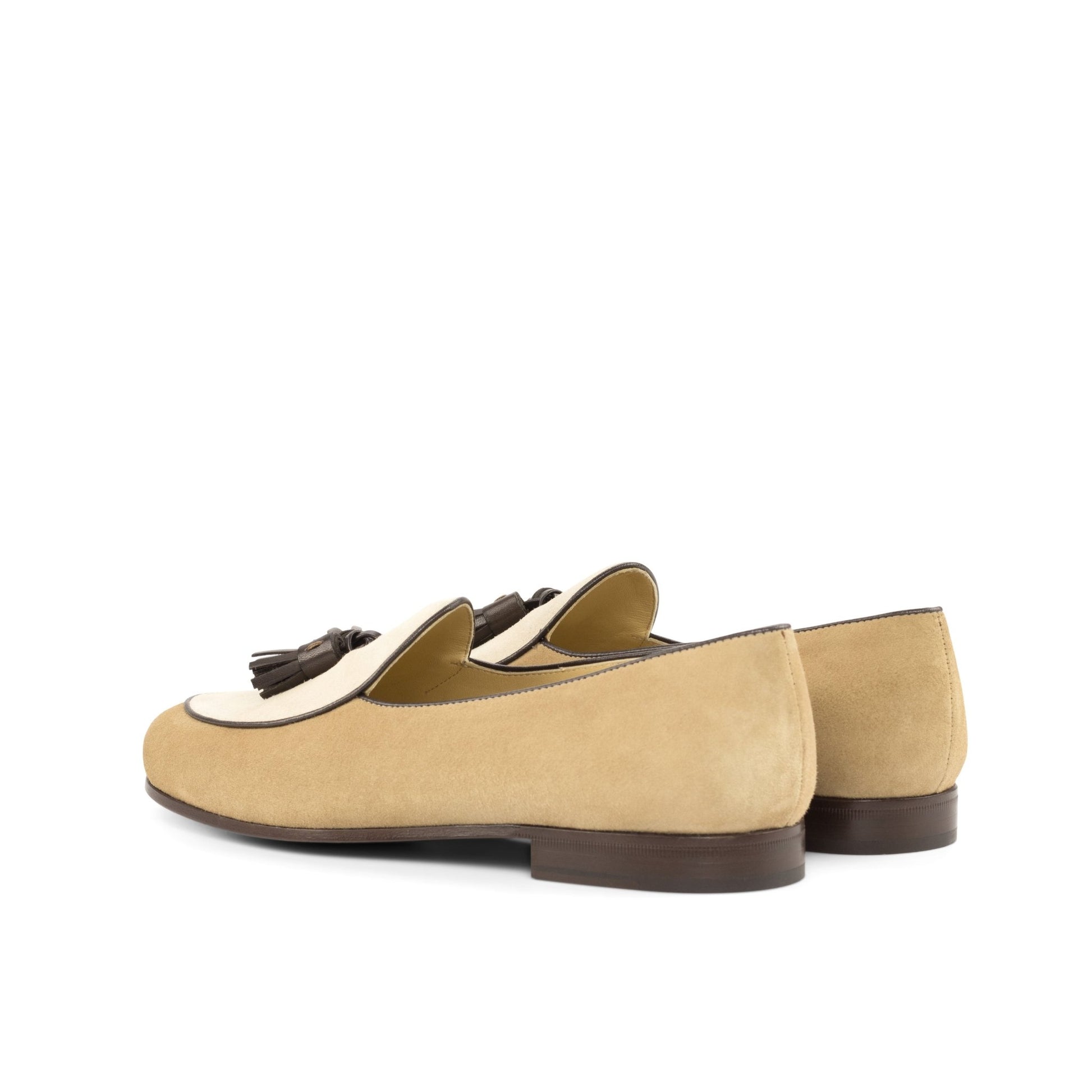 Belgian Slipper in Ivory Suede and Camel Suede - Zatorres | Free Shipping on orders over $200