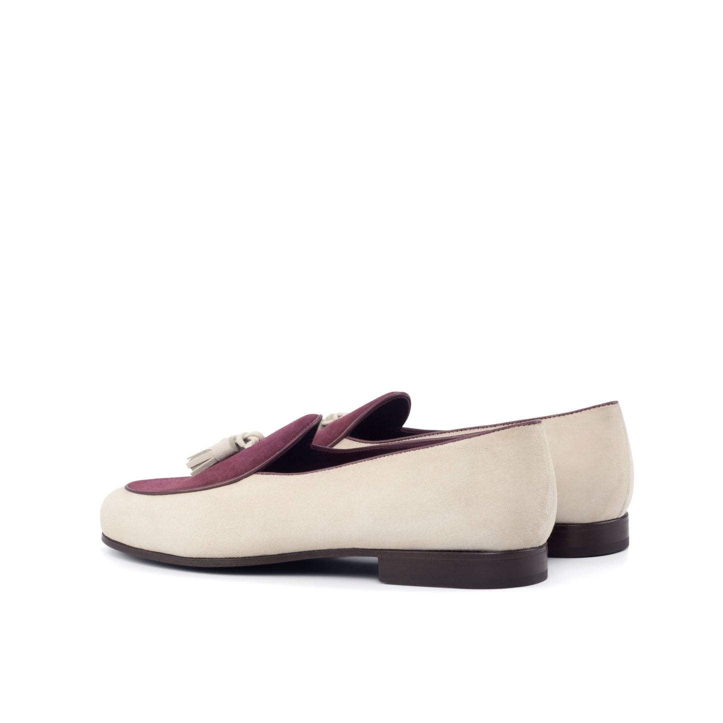 Belgian Slipper in Ivory Suede and Wine Suede - Zatorres | Free Shipping on orders over $200