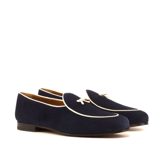 Belgian Slipper in Navy Suede and White Suede - Zatorres | Free Shipping on orders over $200