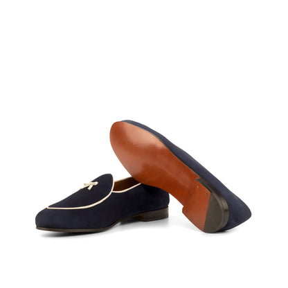 Belgian Slipper in Navy Suede and White Suede - Zatorres | Free Shipping on orders over $200