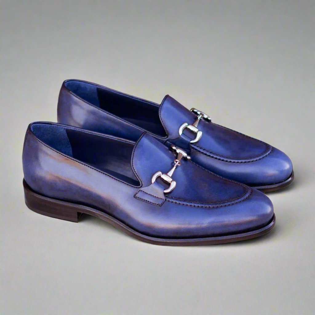 Bit Loafer in Denim Patina Box Calf - Zatorres | Free Shipping on orders over $200