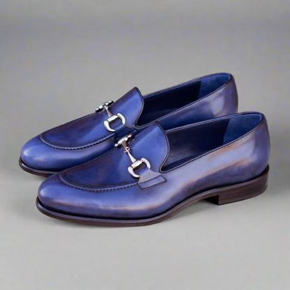 Bit Loafer in Denim Patina Box Calf - Zatorres | Free Shipping on orders over $200