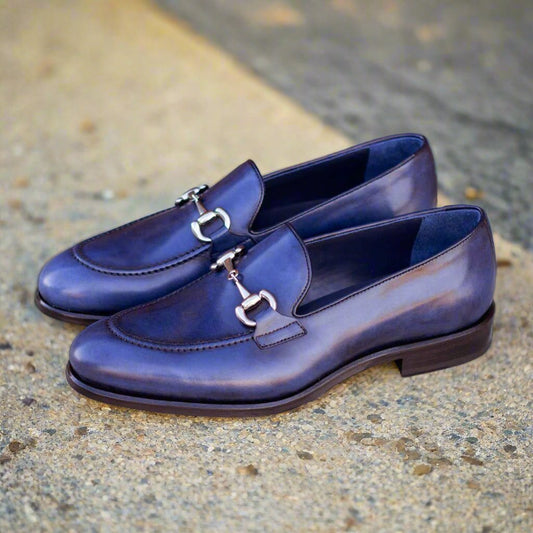 Bit Loafer in Denim Patina Box Calf - Zatorres | Free Shipping on orders over $200