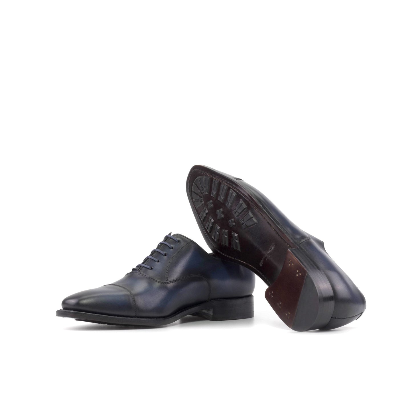 Cap Toe Oxford in Burnished Navy Box Calf - Zatorres | Free Shipping on orders over $200