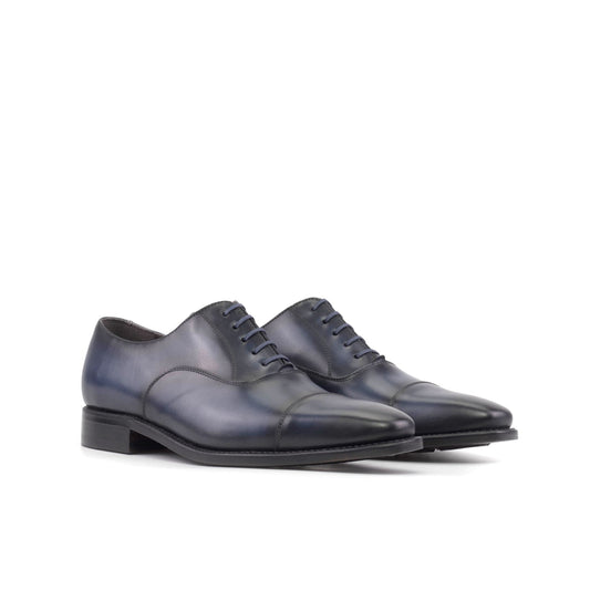 Cap Toe Oxford in Burnished Navy Box Calf - Zatorres | Free Shipping on orders over $200