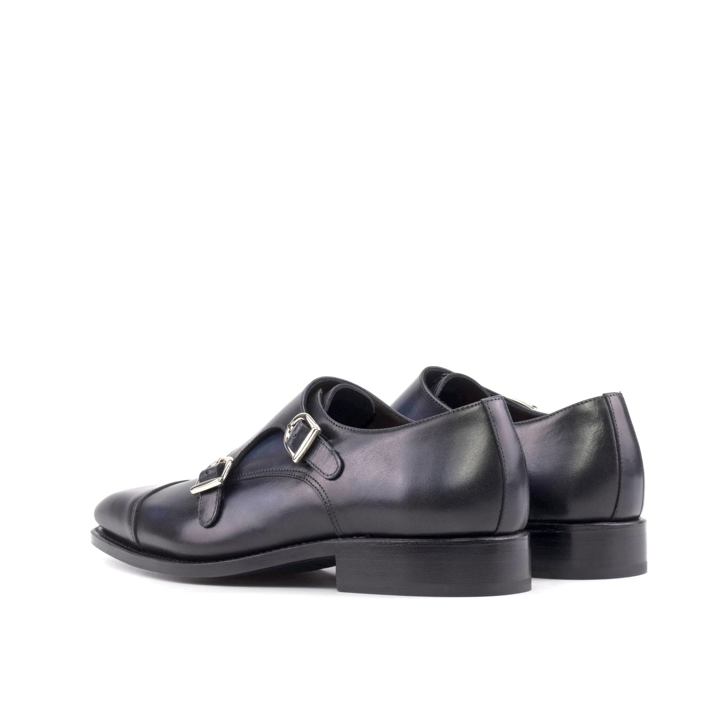 Double Monk Strap in Navy Box Calf - Zatorres | Free Shipping on orders over $200