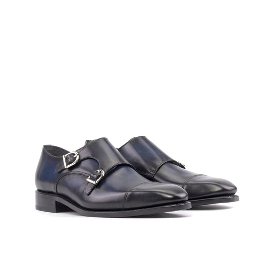 Double Monk Strap in Navy Box Calf - Zatorres | Free Shipping on orders over $200