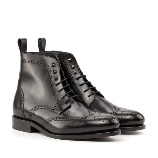 Full Brogue Boot in Black Box Calf - Zatorres | Free Shipping on orders over $200