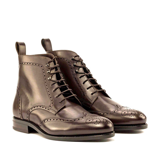 Full Brogue Boot in Dark Brown Box Calf - Zatorres | Free Shipping on orders over $200