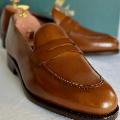 Penny Loafer in Medium Brown Box Calf - Zatorres | Free Shipping on orders over $200