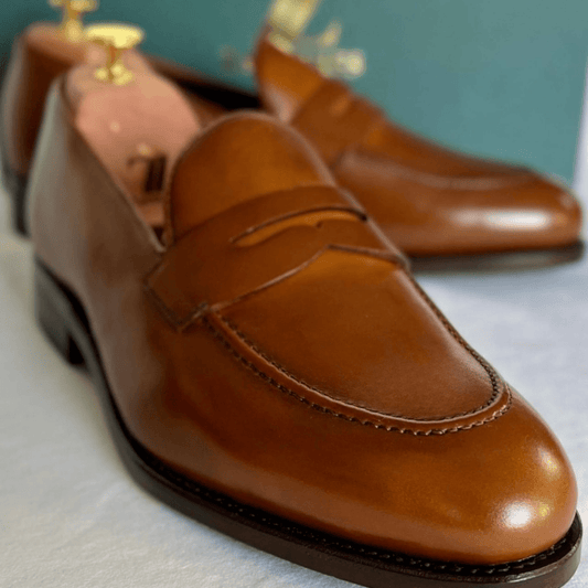 Penny Loafer in Medium Brown Box Calf - Zatorres | Free Shipping on orders over $200