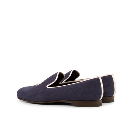 Santiago Slipper in Navy Linen - Zatorres | Free Shipping on orders over $200