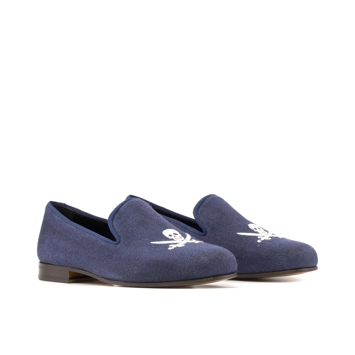 Santiago Slipper in Navy Linen - Zatorres | Free Shipping on orders over $200