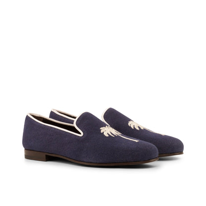 Santiago Slipper in Navy Linen - Zatorres | Free Shipping on orders over $200