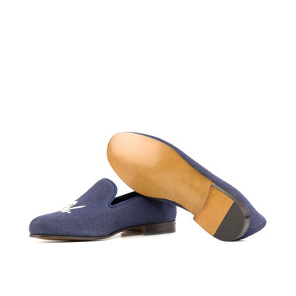 Santiago Slipper in Navy Linen - Zatorres | Free Shipping on orders over $200