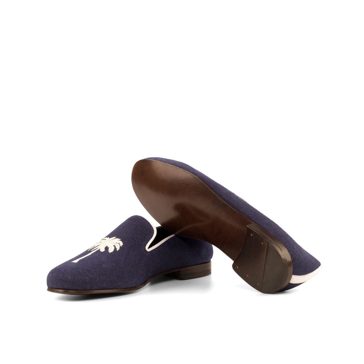 Santiago Slipper in Navy Linen - Zatorres | Free Shipping on orders over $200