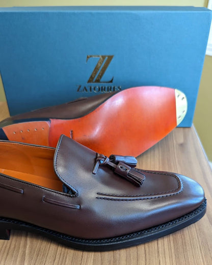 Tassel Loafer in Dark Brown Box Calf - Zatorres | Free Shipping on orders over $200