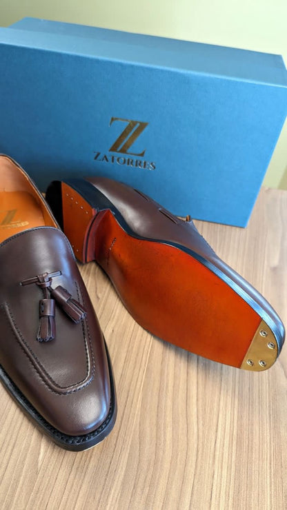 Tassel Loafer in Dark Brown Box Calf - Zatorres | Free Shipping on orders over $200