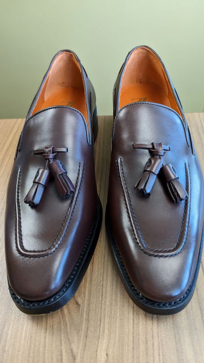 Tassel Loafer in Dark Brown Box Calf - Zatorres | Free Shipping on orders over $200