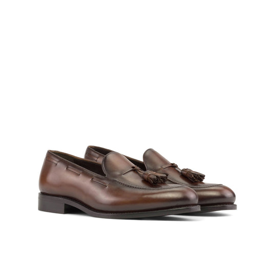 Tassel Loafer in Medium Brown Burnished Box Calf - Zatorres | Free Shipping on orders over $200